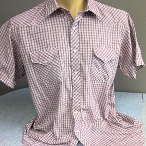 Vintage Corral West Western Pearl Snap Shirt Short Sleeve Check XL